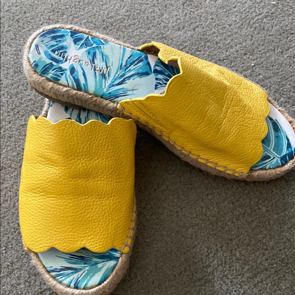 J McLaughlin Yellow Slide Sandals